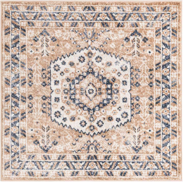 4' x 4' Swallow · Border rug, beige