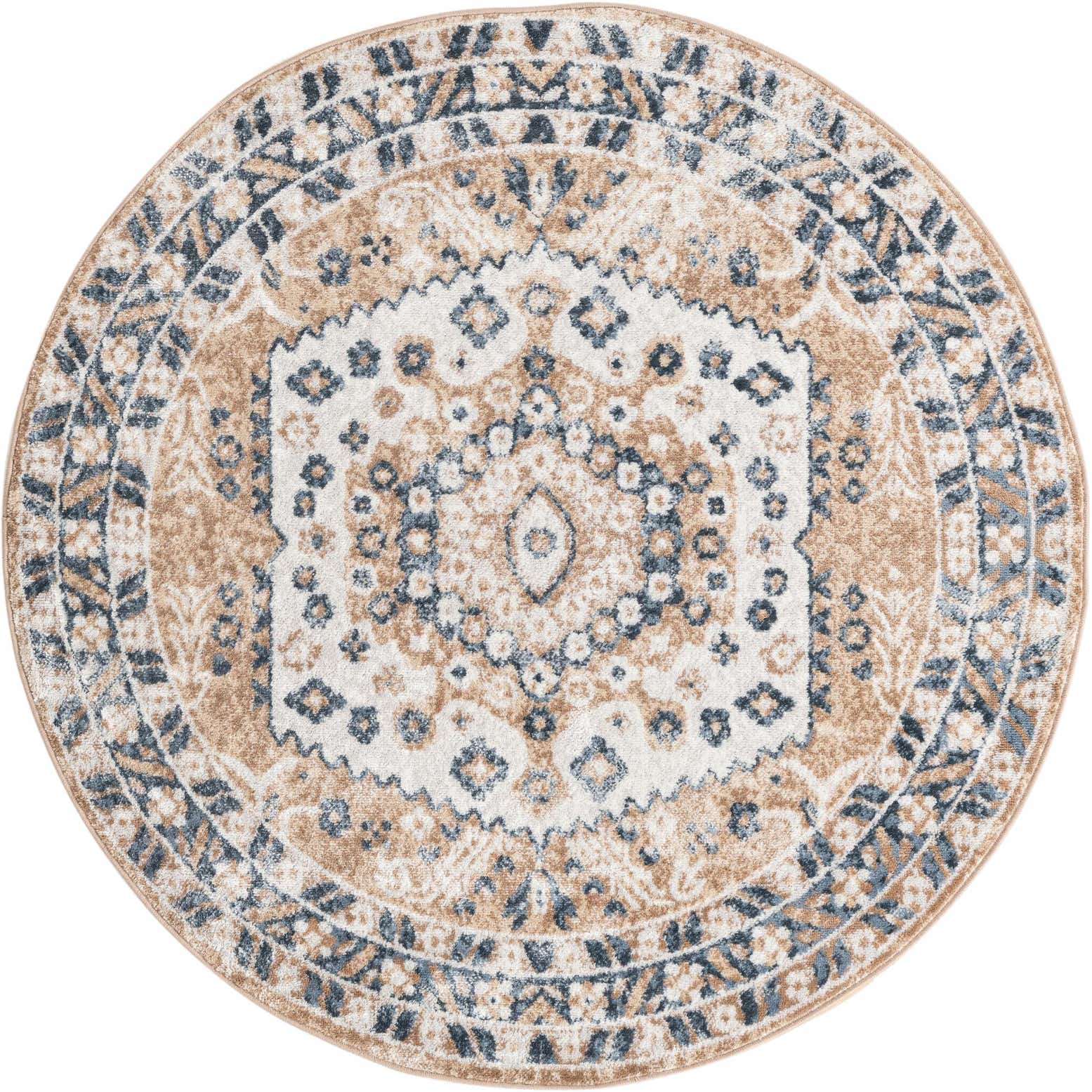 3' x 3' Swallow · Border rug, beige