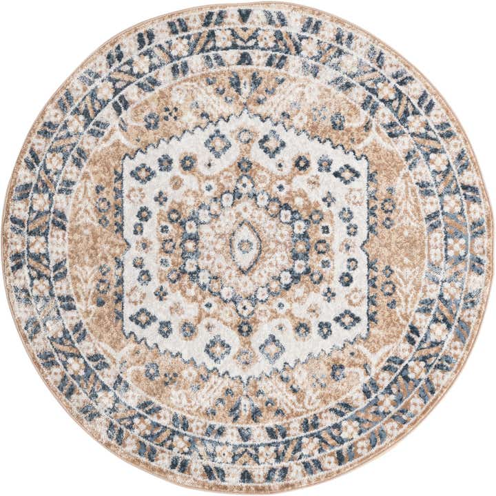 3' x 3' Swallow · Border rug, beige