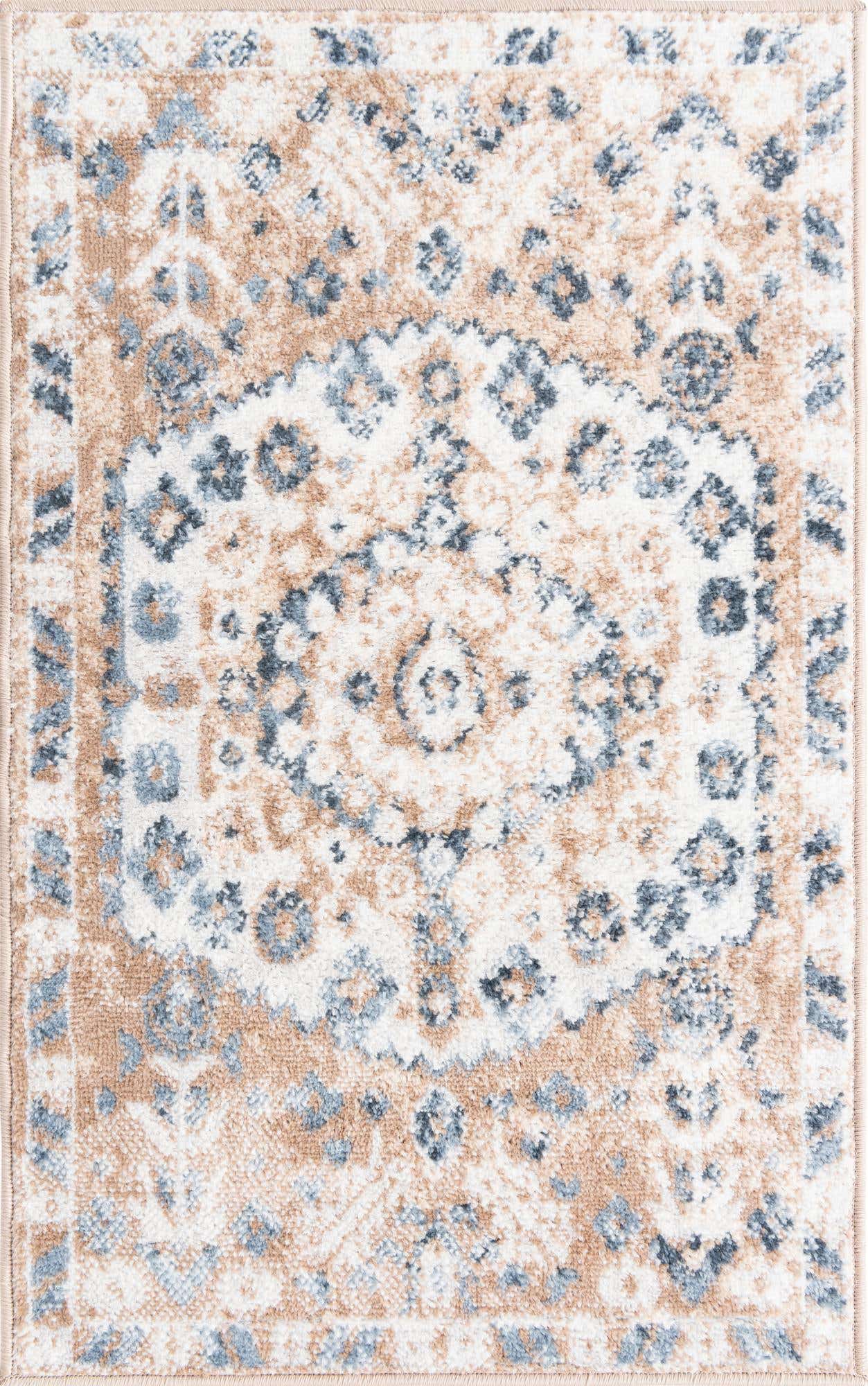 2' x 3' Swallow · Border rug, beige