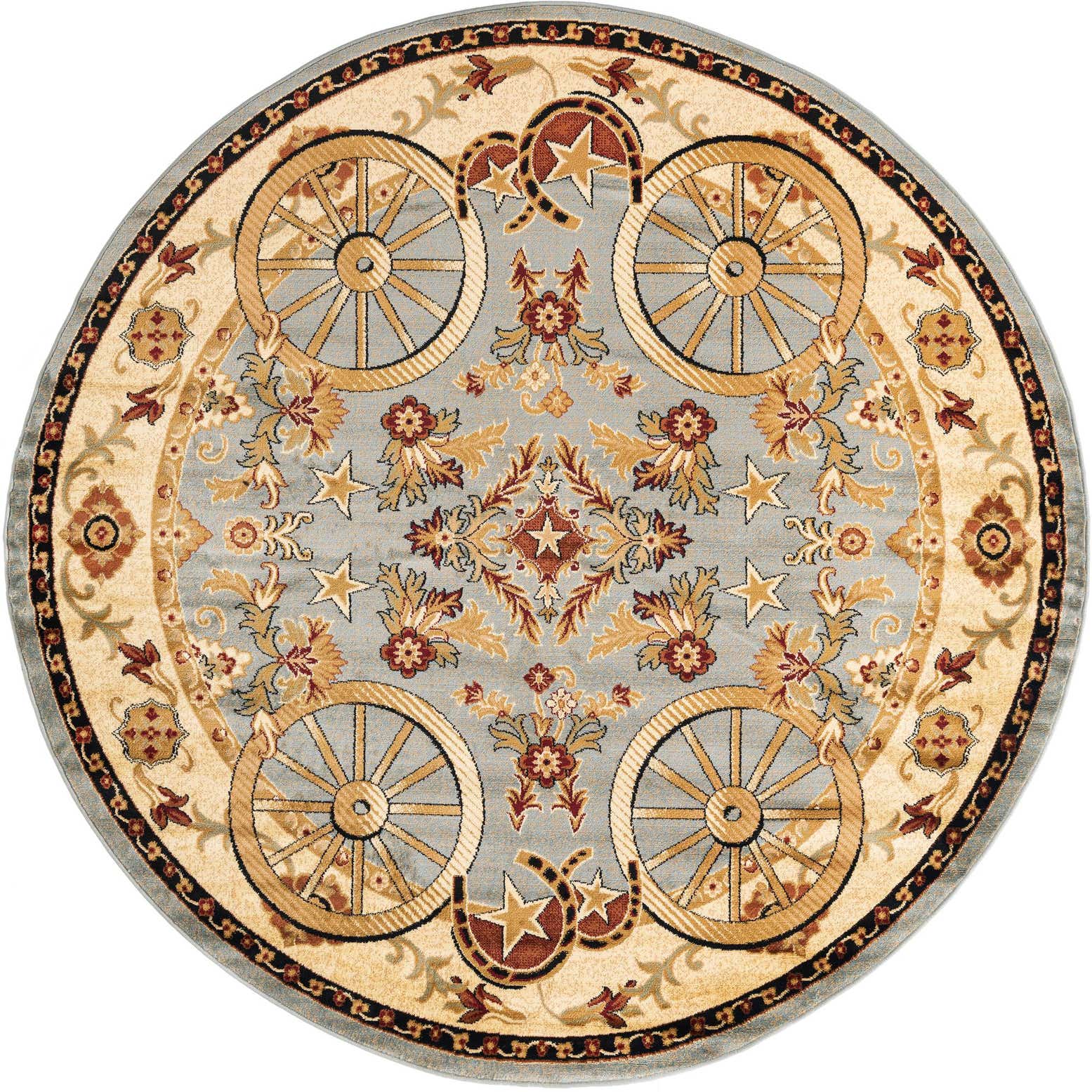 7' 10 x 7' 10 Tabor · Border rug, blue