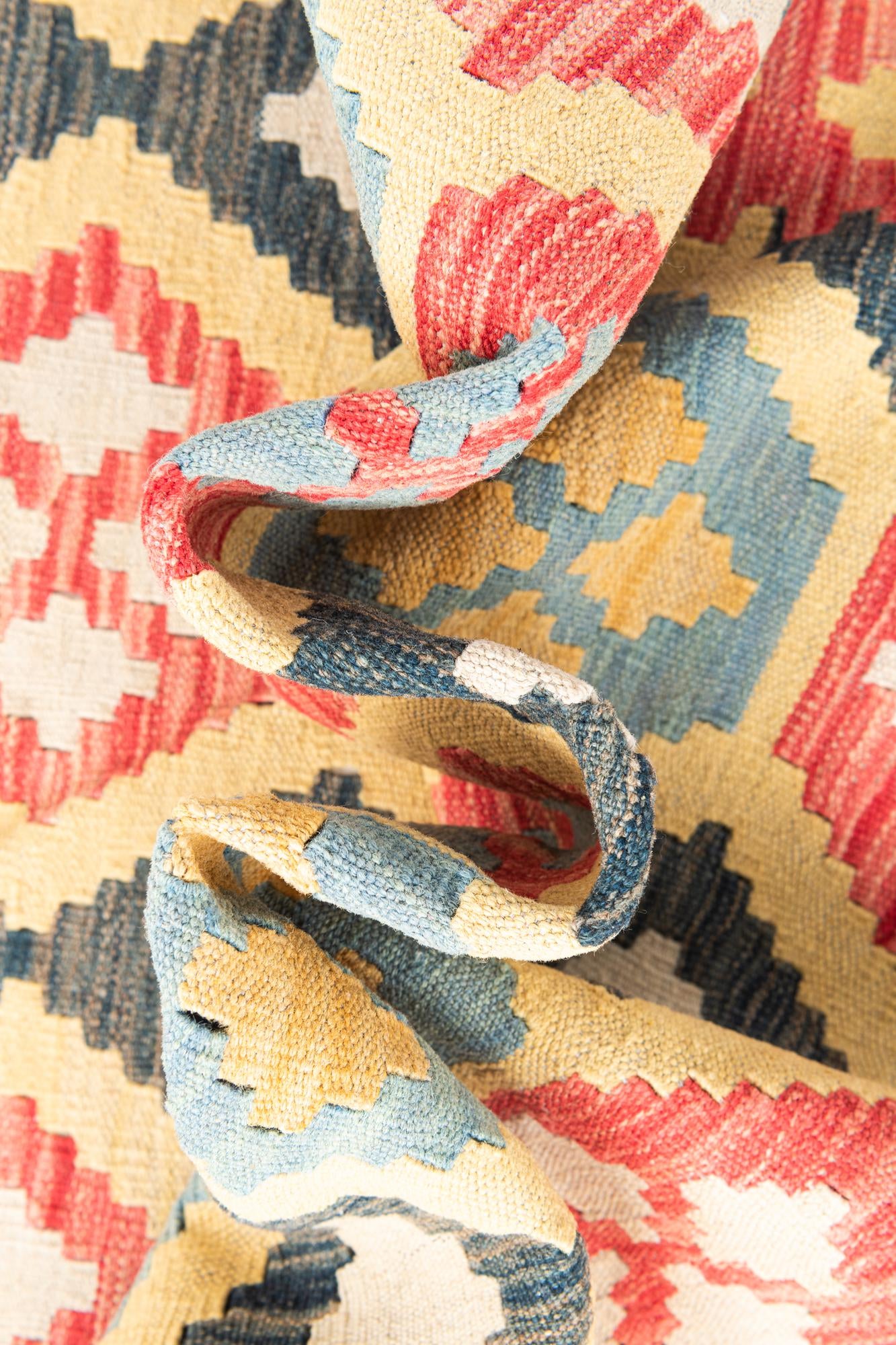 4' 2 x 5' 10 Hand Woven Kilim Maymana Wool Rug