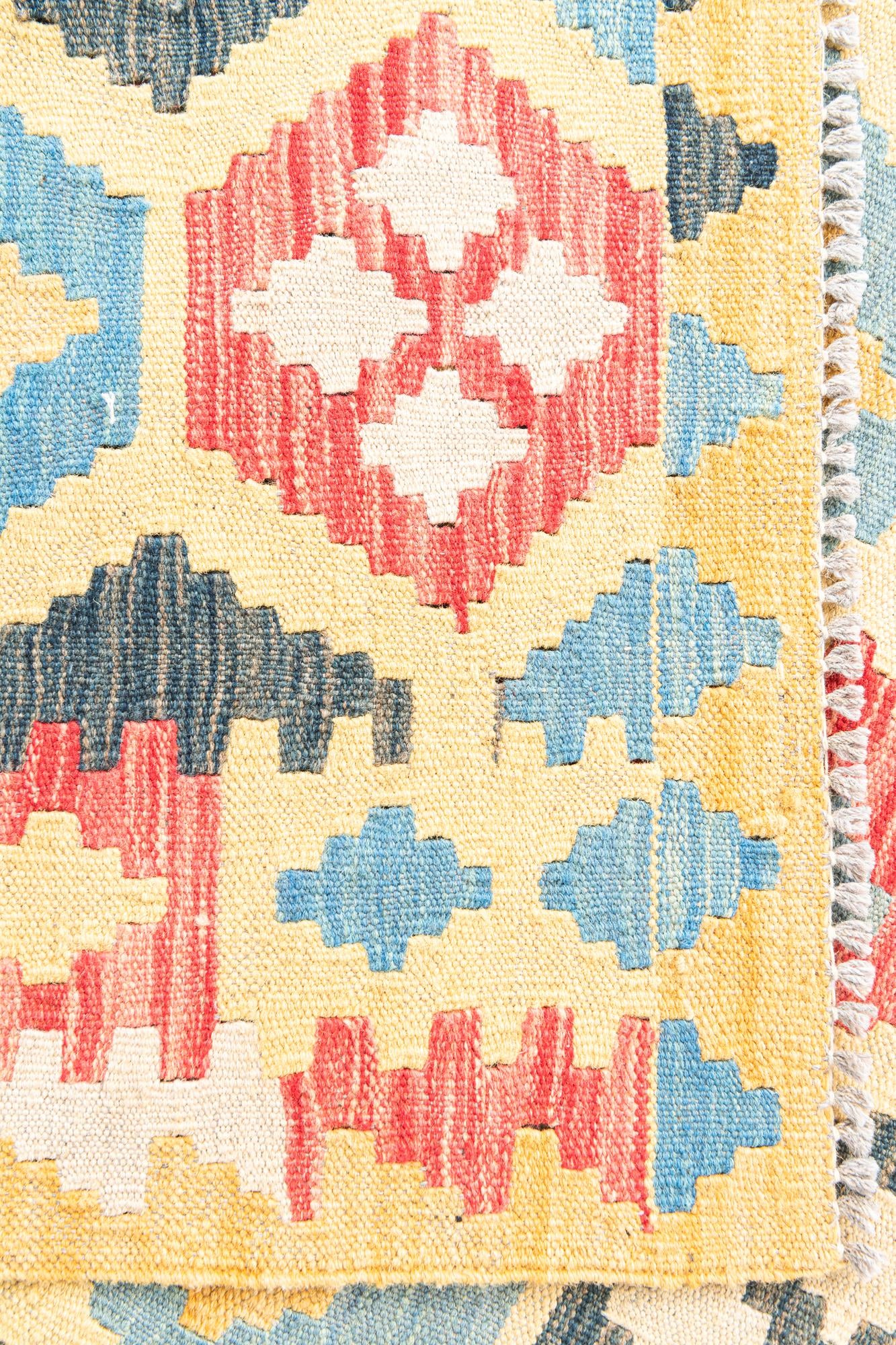 4' 2 x 5' 10 Hand Woven Kilim Maymana Wool Rug