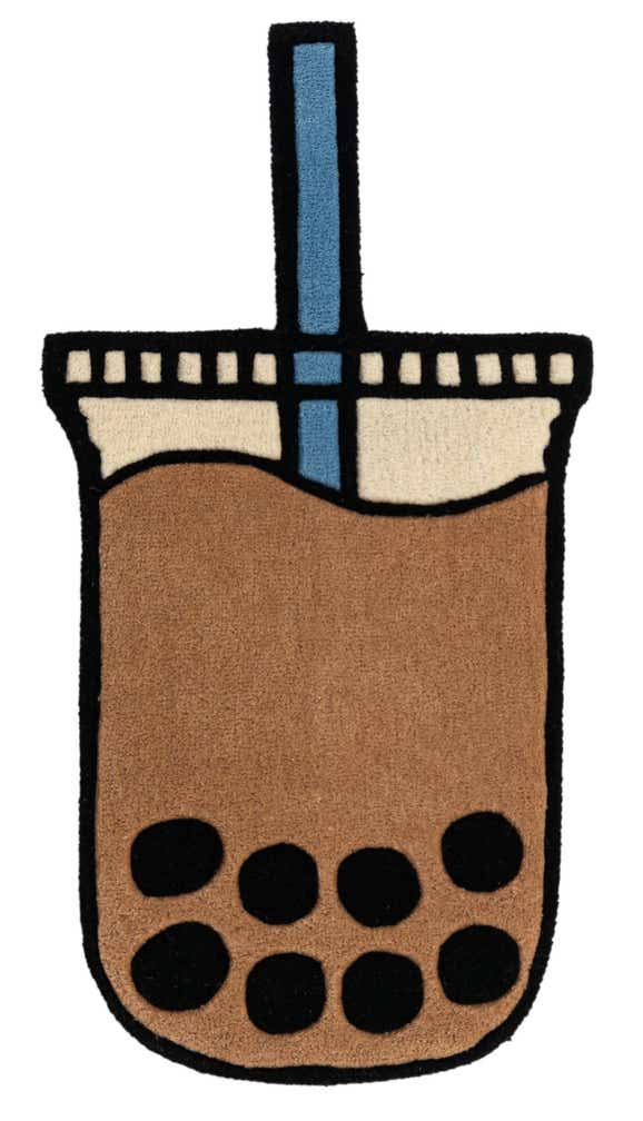 1' 7 x 3' 1 Happy Rugs Boba Tea Wool Freeform