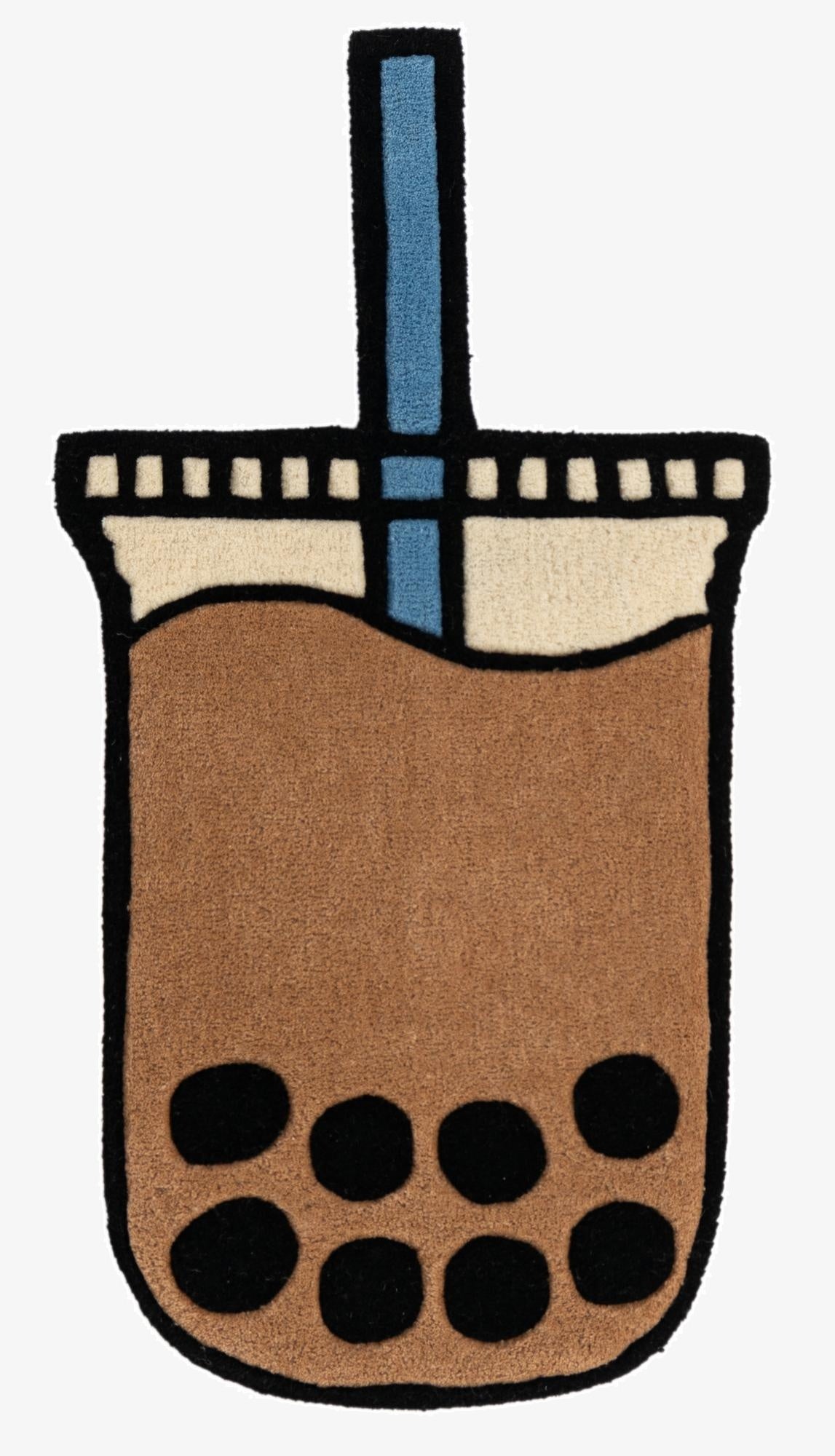 1' 7 x 3' 1 Happy Rugs Boba Tea Wool Freeform