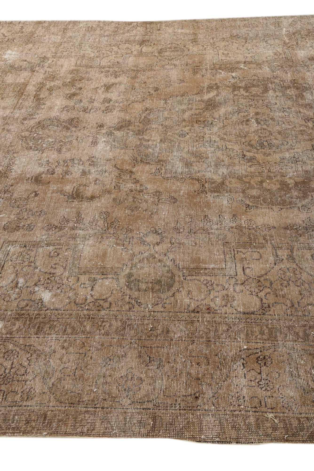 9' 4 x 12' 3 Hand Knotted Ultra Vintage Persian Wool Rug