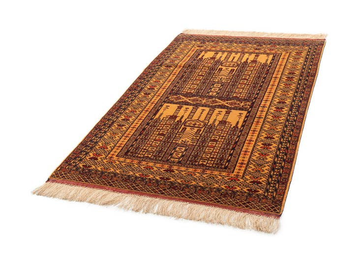 Detail image of 4' 1 x 6' 4 Hand Knotted Afghan Akhche Oriental Wool Rug