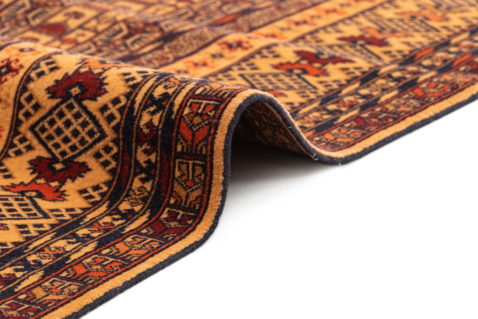 4' 1 x 6' 4 Hand Knotted Afghan Akhche Oriental Wool Rug