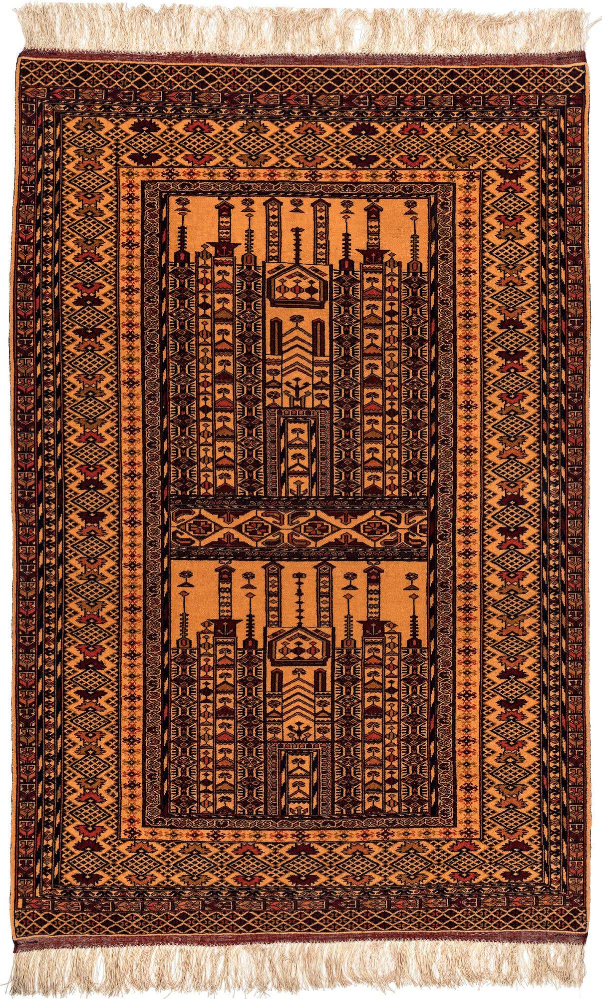 4' 1 x 6' 4 Hand Knotted Afghan Akhche Oriental Wool Rug