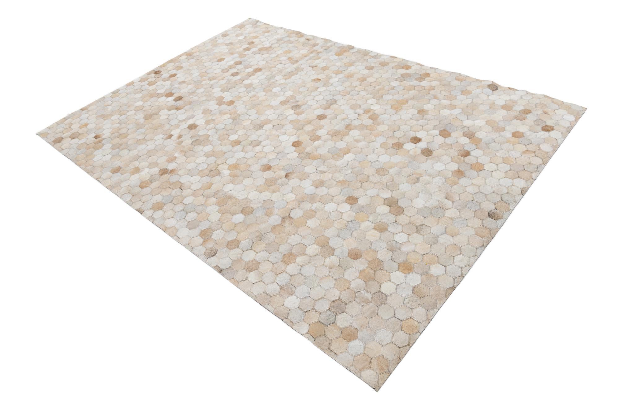 5' 3 x 7' 4 Cowhide Leather Rug