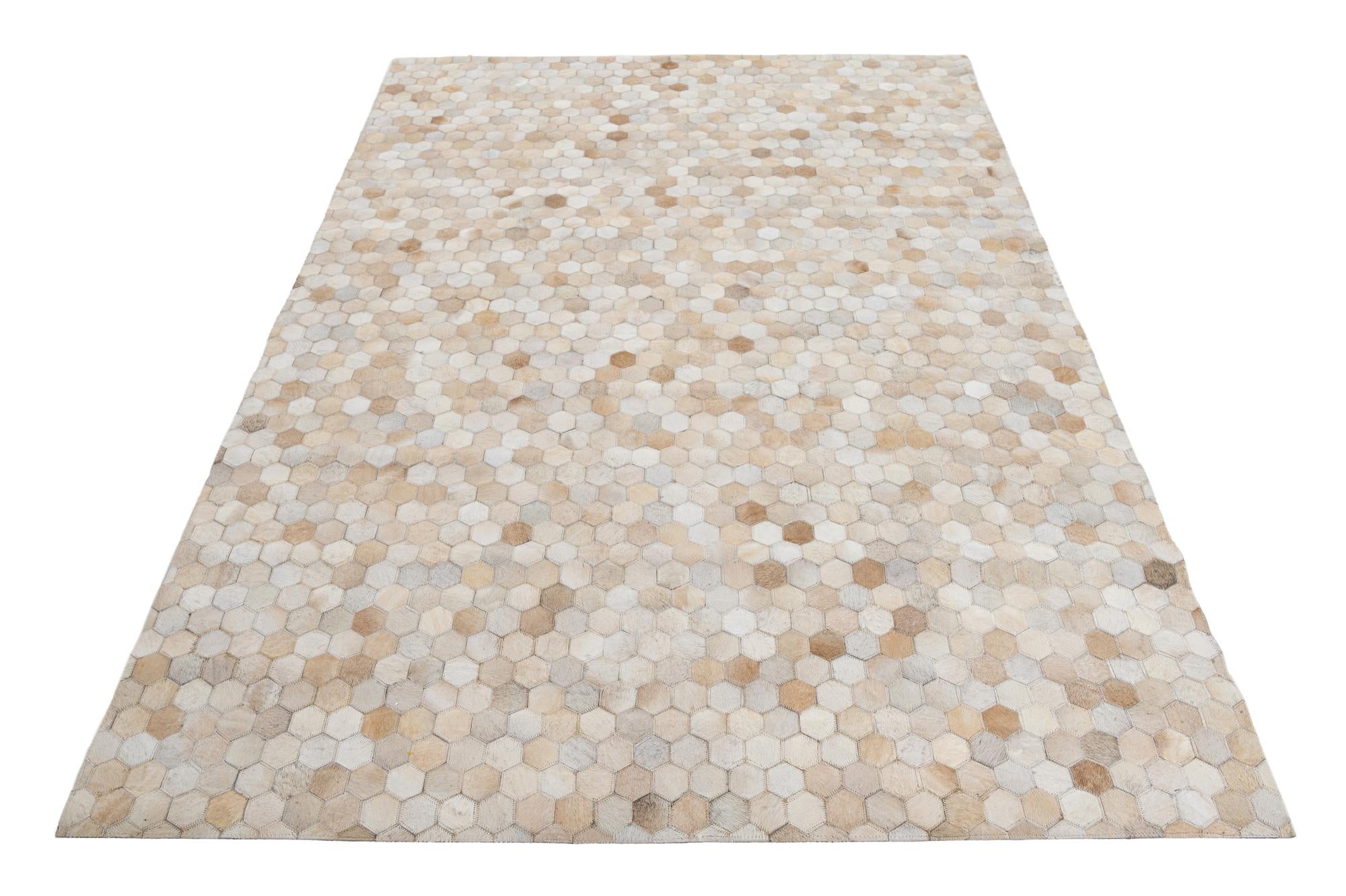 5' 3 x 7' 4 Cowhide Leather Rug