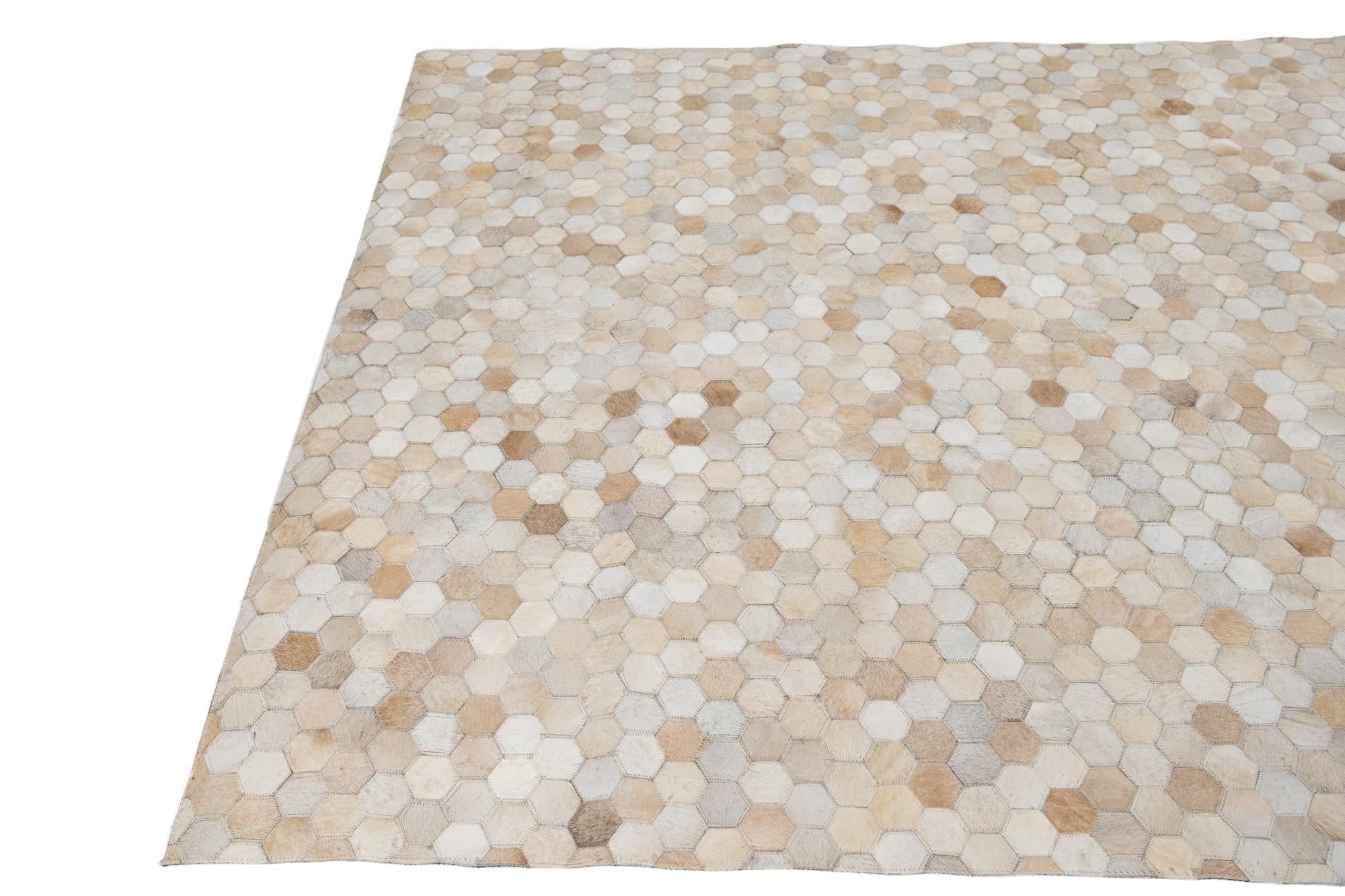 5' 3 x 7' 4 Cowhide Leather Rug