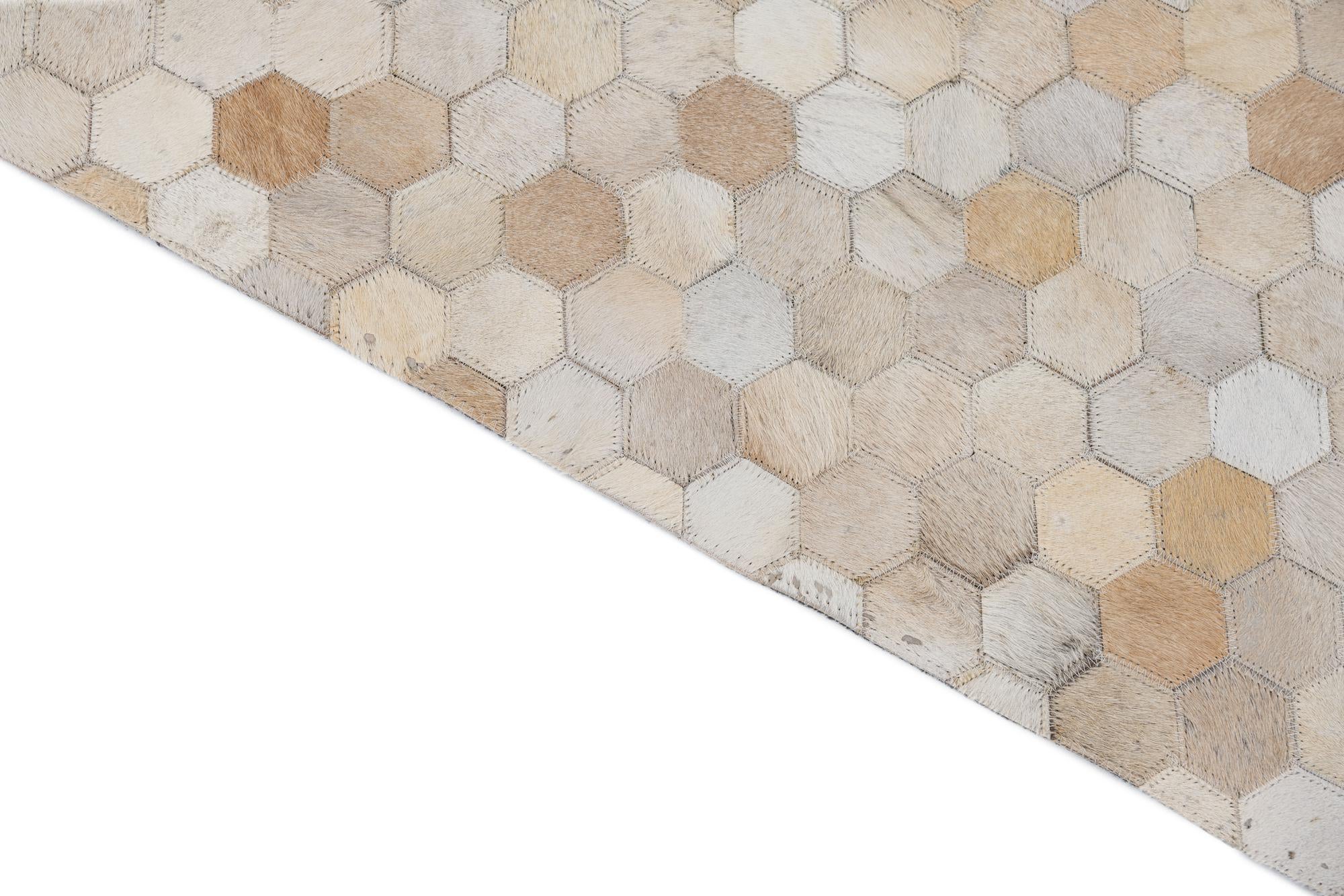 5' 3 x 7' 4 Cowhide Leather Rug