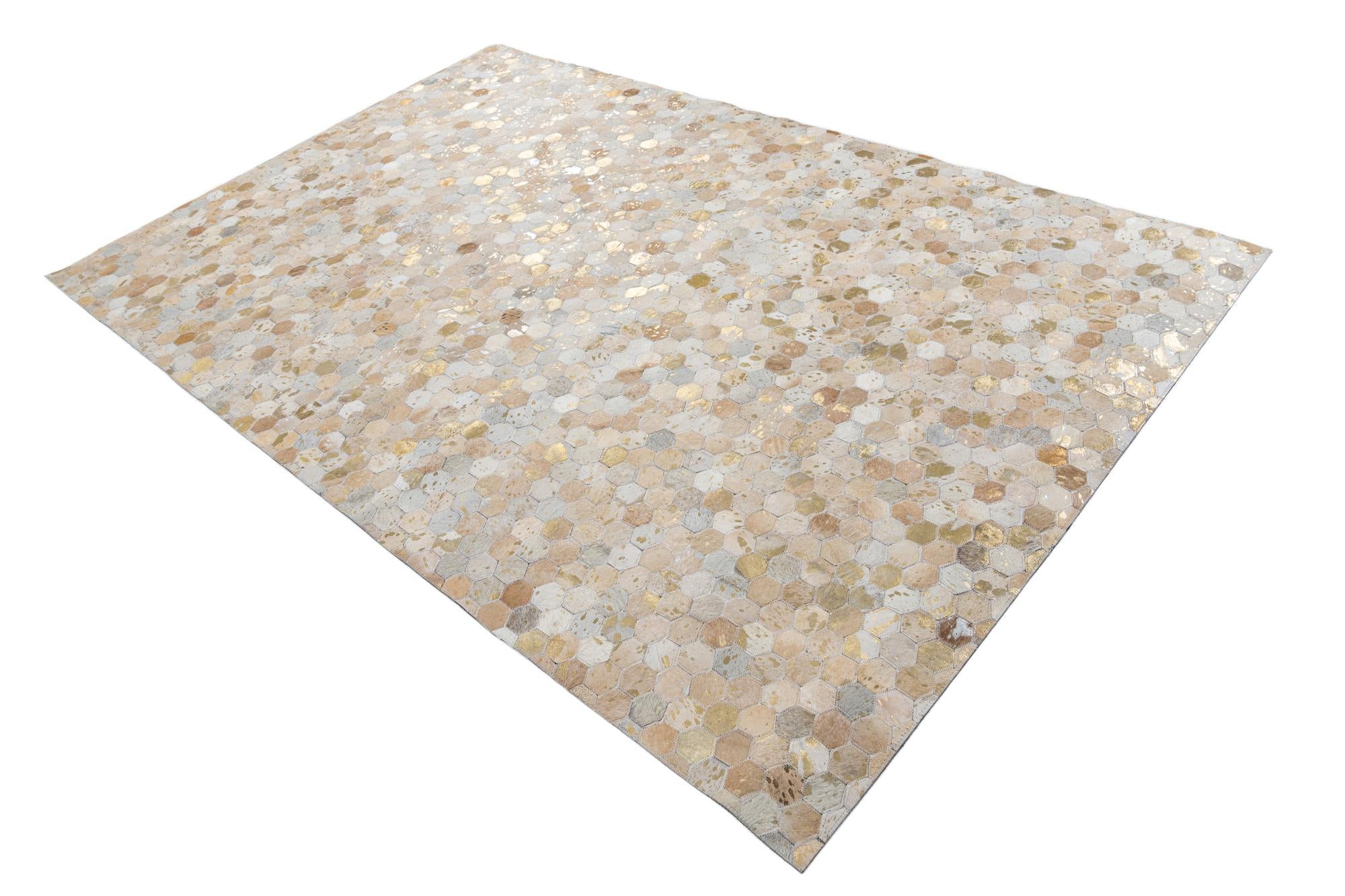 5' 2 x 8' Cowhide Leather Rug
