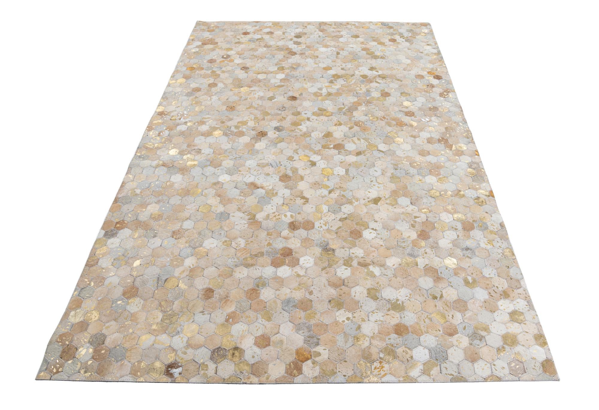5' 2 x 8' Cowhide Leather Rug