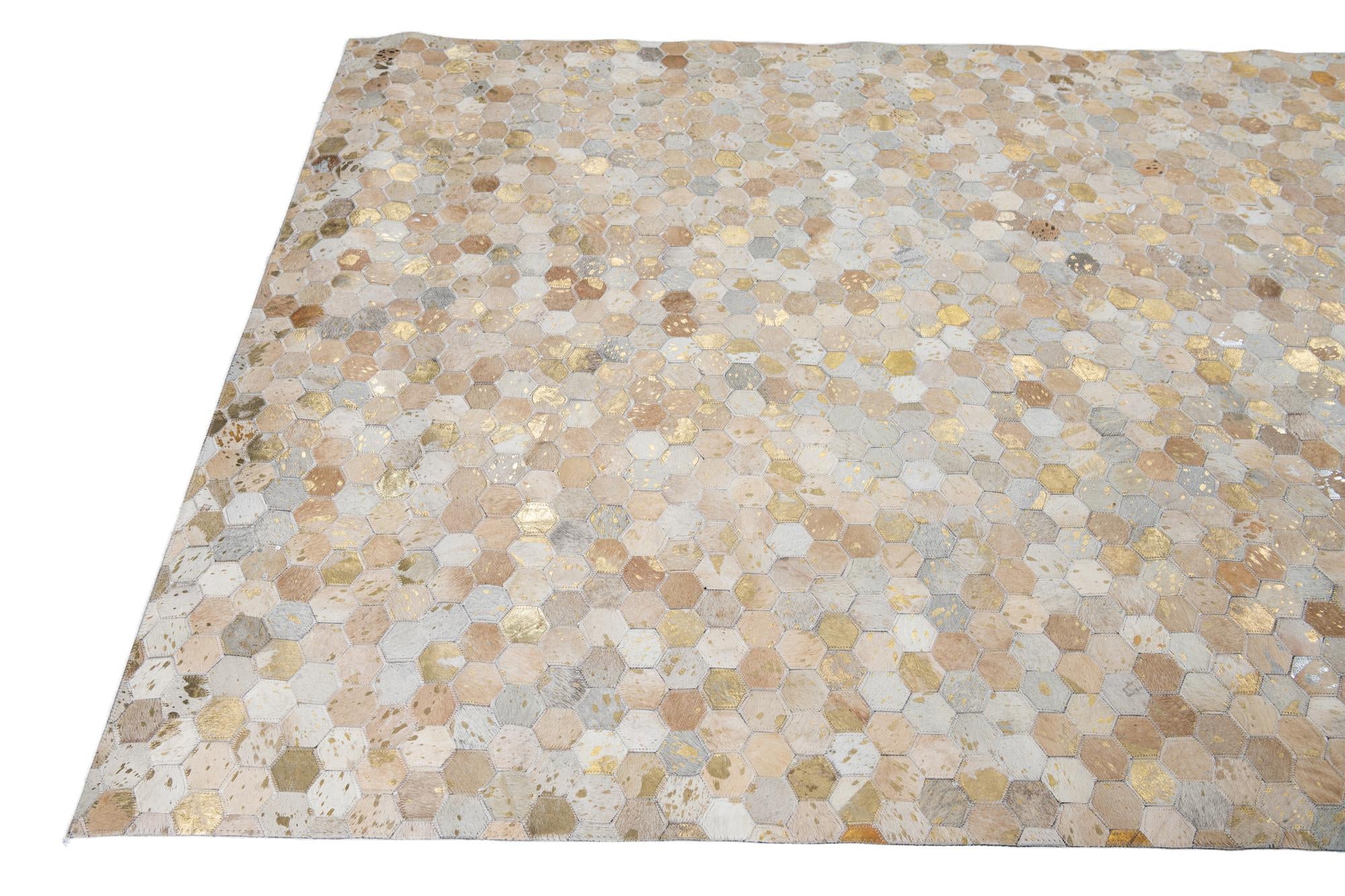 5' 2 x 8' Cowhide Leather Rug