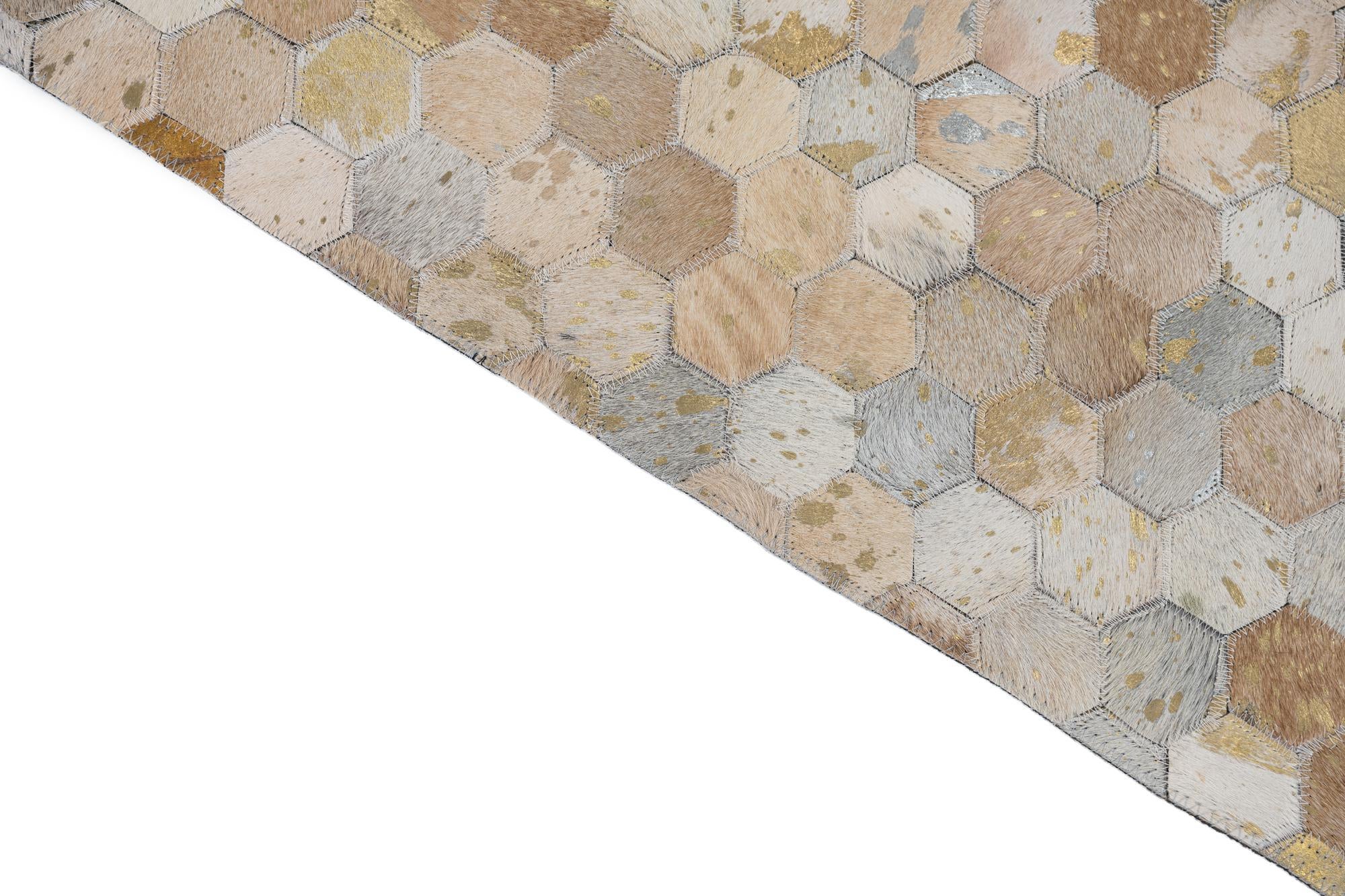 5' 2 x 8' Cowhide Leather Rug