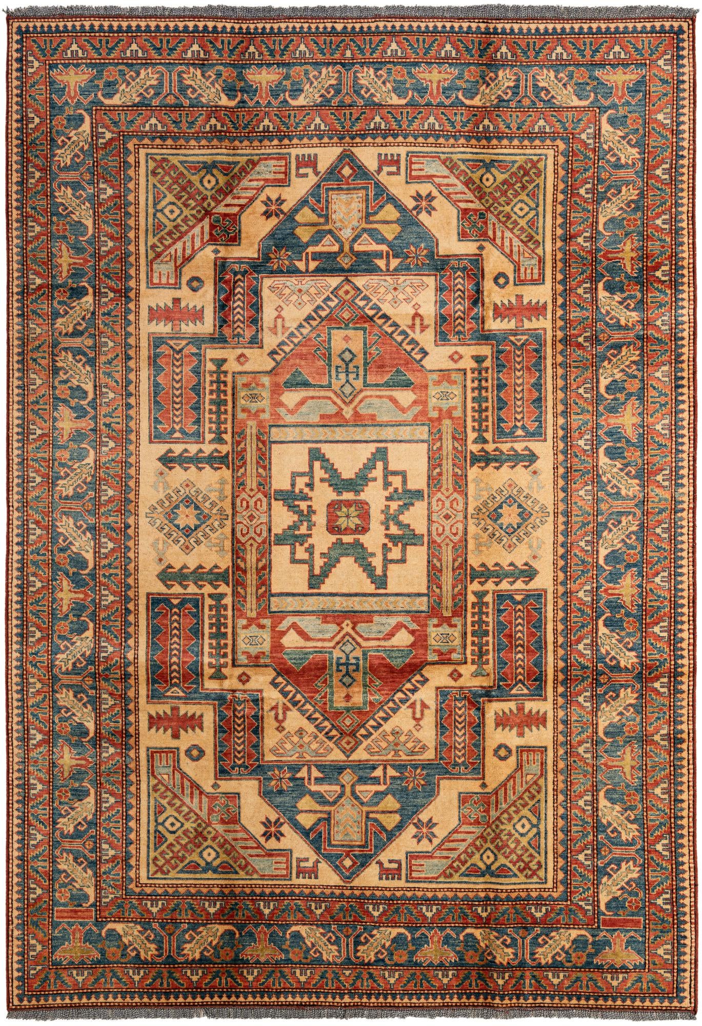 6' 8 x 9' 5 Hand Knotted Kazak Wool Rug