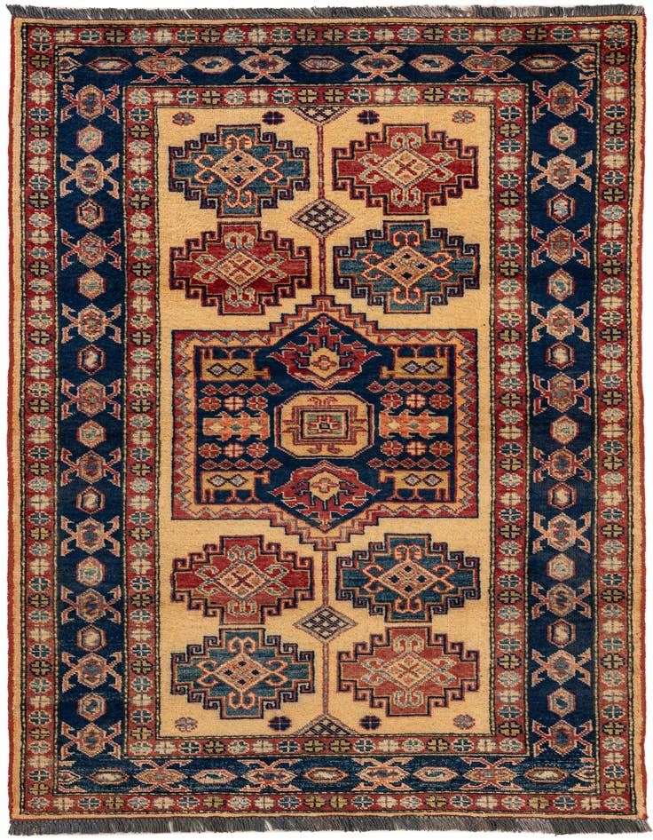 Detail image of 3' 4 x 5' 6 Hand Knotted Kazak Wool Rug