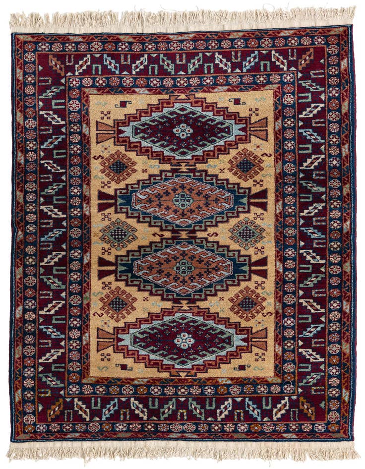 Detail image of 4' 1 x 6' Hand Knotted Kazak Wool Rug