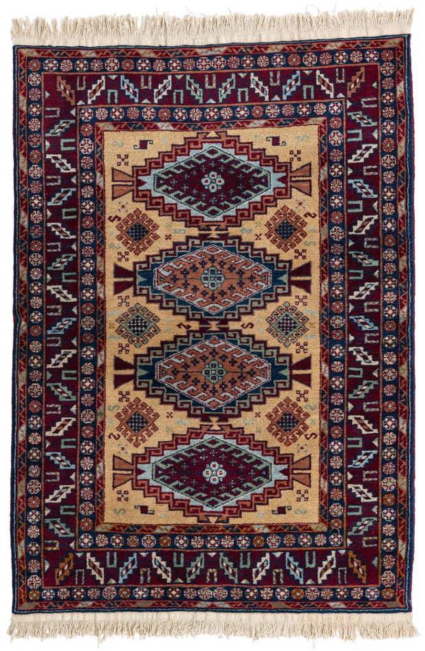 Detail image of 4' 1 x 6' Hand Knotted Kazak Wool Rug