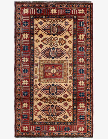 3' 5 x 5' 9 Hand Knotted Kazak Wool Rug