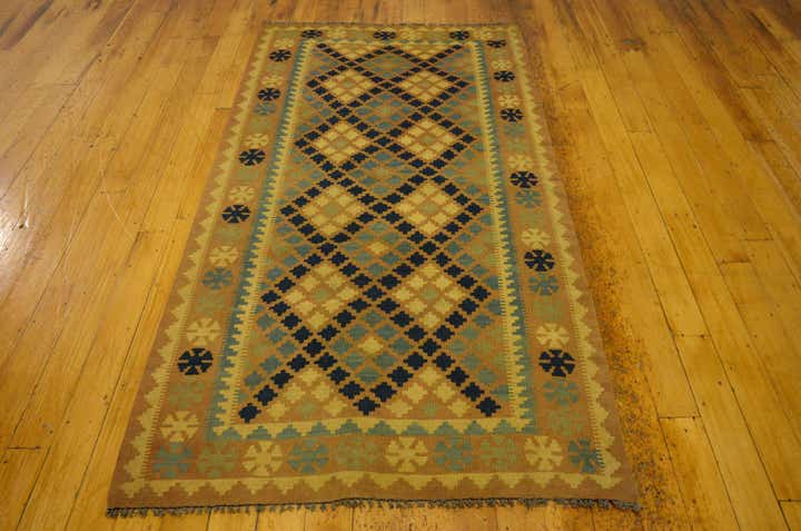 3' 4 x 6' 3 Hand Woven Kilim Maymana Wool Rug