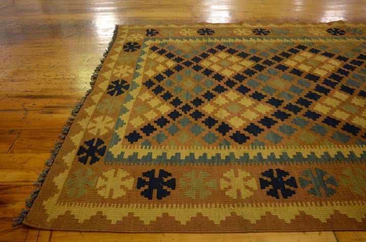 3' 4 x 6' 3 Hand Woven Kilim Maymana Wool Rug