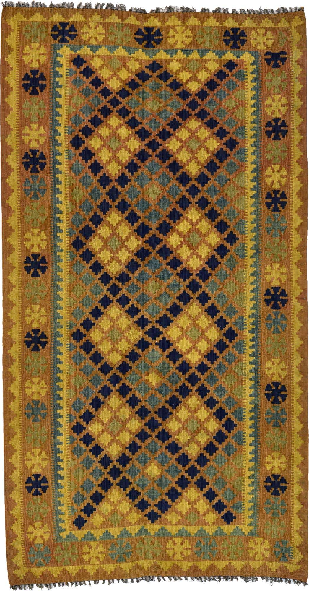 3' 4 x 6' 3 Hand Woven Kilim Maymana Wool Rug