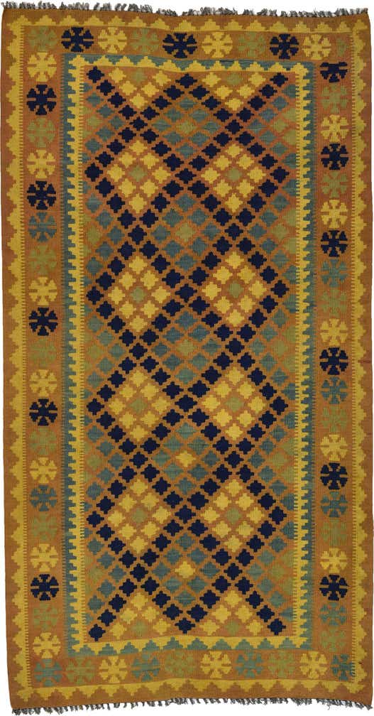 3' 4 x 6' 3 Hand Woven Kilim Maymana Wool Rug