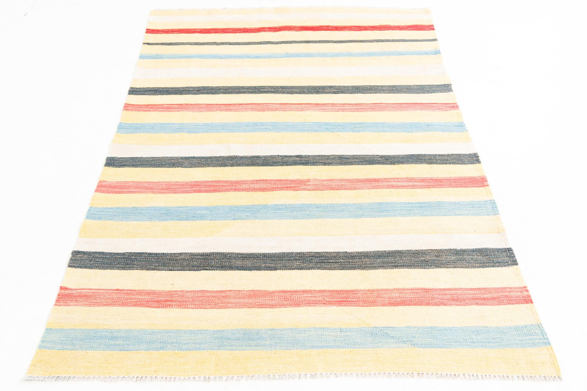 3' 10 x 5' 10 Hand Woven Kilim Maymana Wool Rug