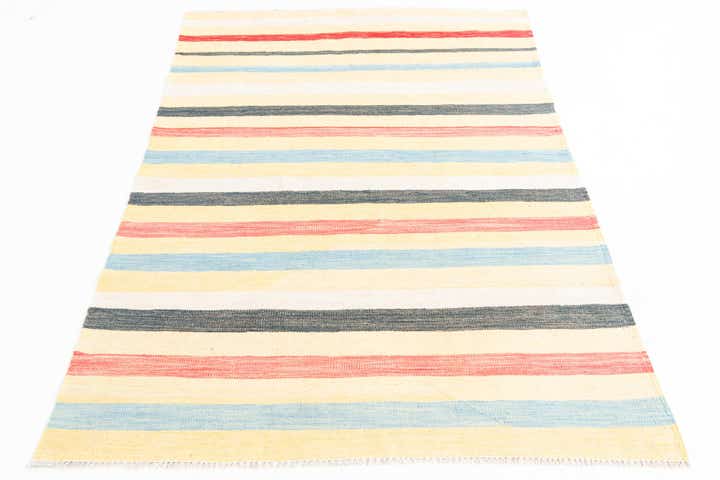 3' 10 x 5' 10 Hand Woven Kilim Maymana Wool Rug