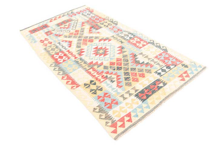 3' 5 x 6' 6 Hand Woven Kilim Maymana Wool Rug