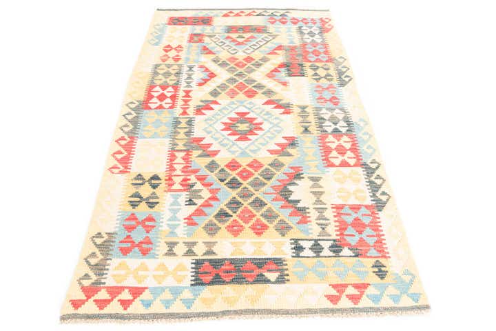 3' 5 x 6' 6 Hand Woven Kilim Maymana Wool Rug