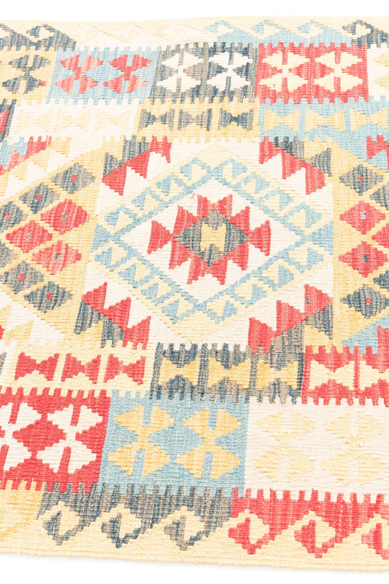 3' 5 x 6' 6 Hand Woven Kilim Maymana Wool Rug