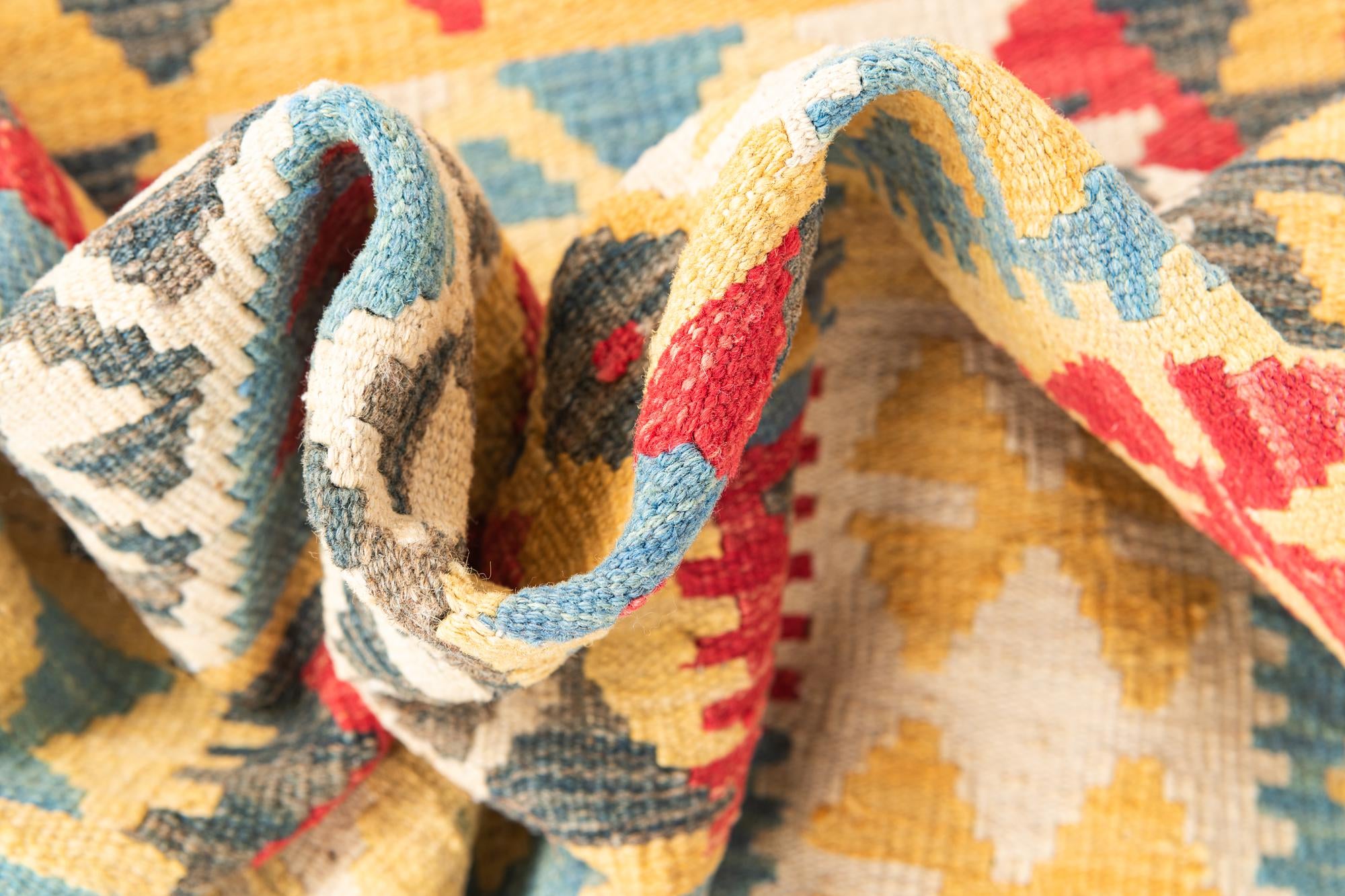 3' 5 x 6' 6 Hand Woven Kilim Maymana Wool Rug