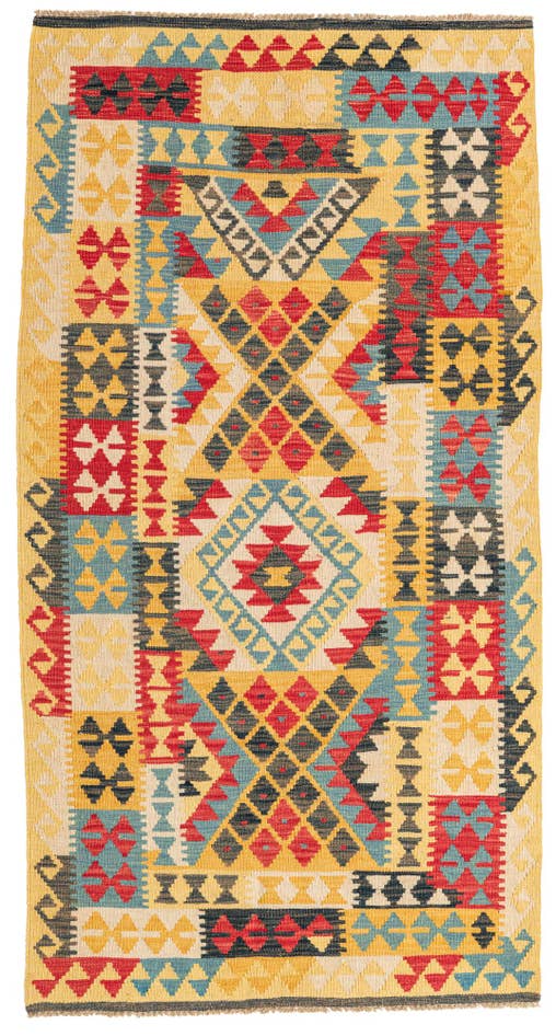 Detail image of 3' 5 x 6' 6 Hand Woven Kilim Maymana Wool Rug