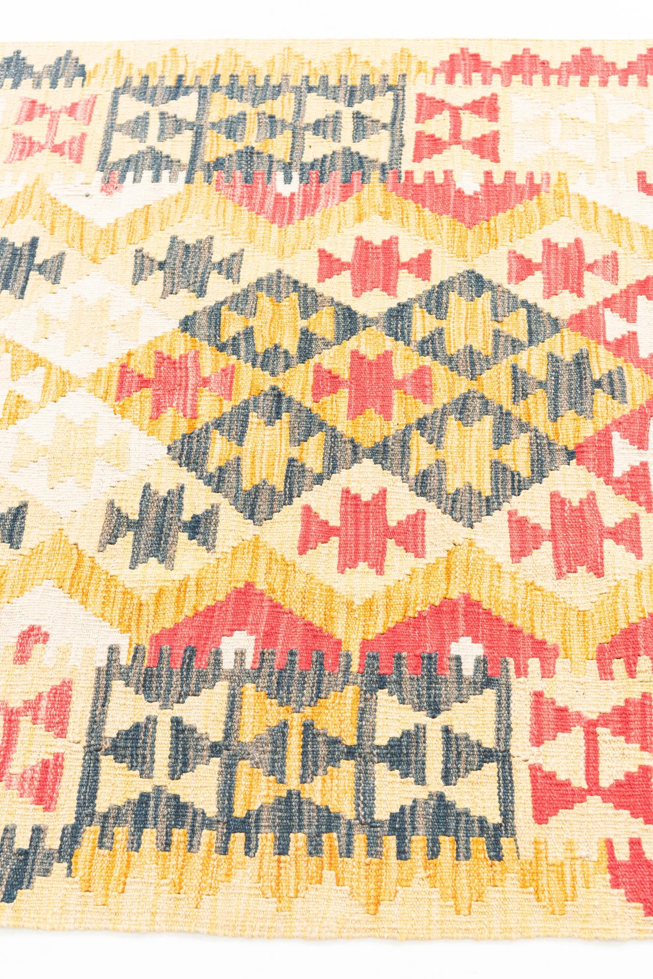 3' 6 x 6' 5 Hand Woven Kilim Maymana Wool Rug