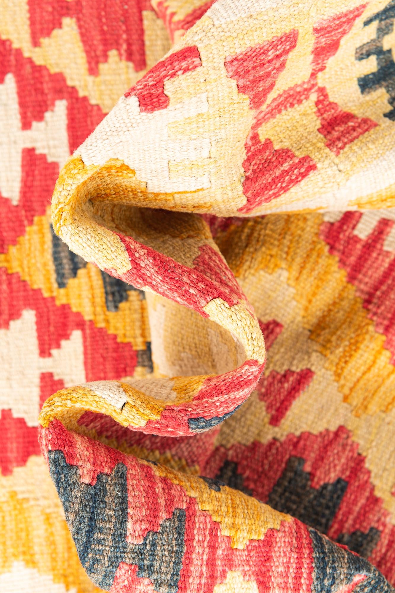 3' 6 x 6' 5 Hand Woven Kilim Maymana Wool Rug