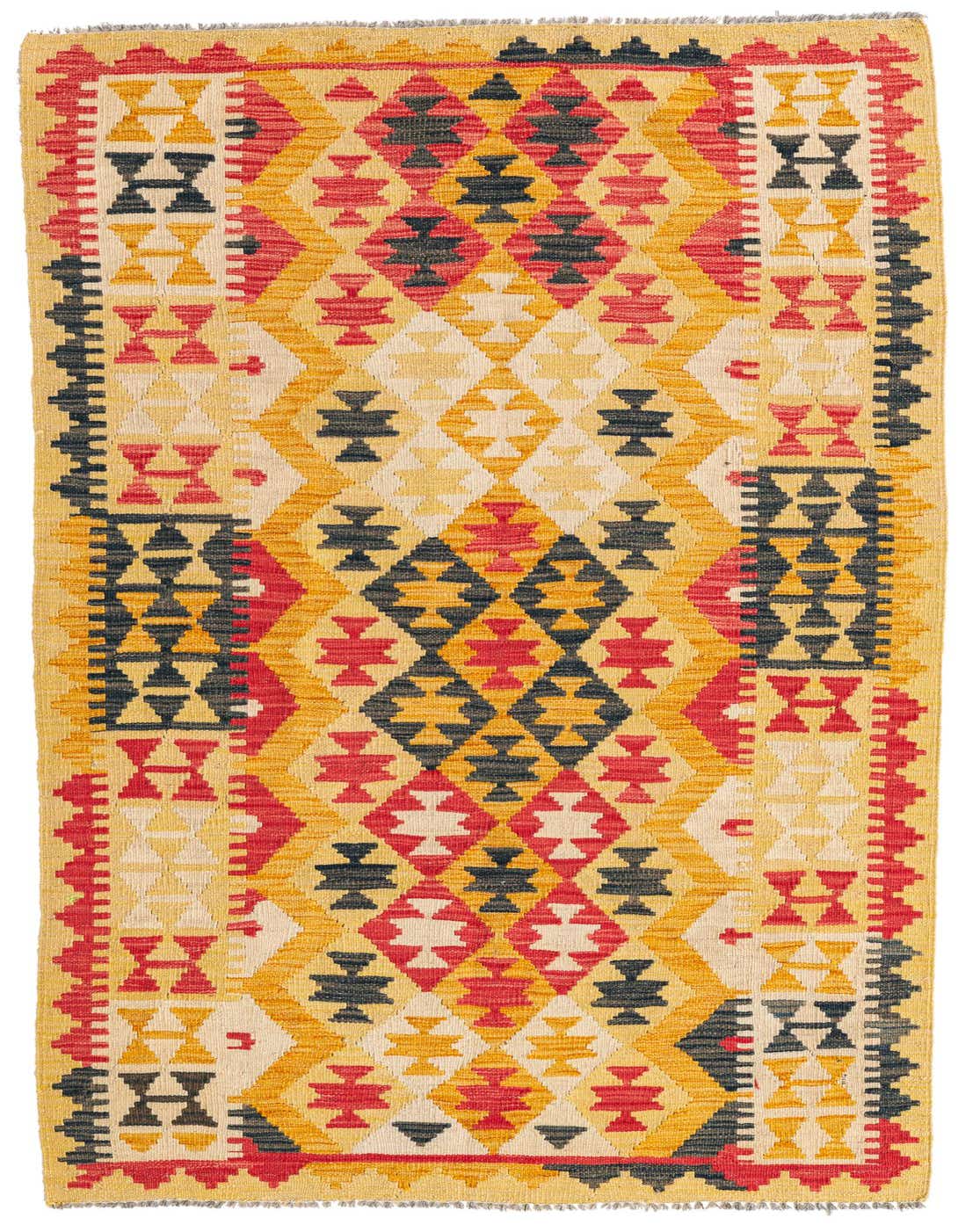 3' 6 x 6' 5 Hand Woven Kilim Maymana Wool Rug