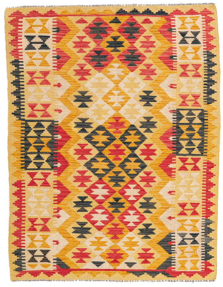 Detail image of 3' 6 x 6' 5 Hand Woven Kilim Maymana Wool Rug