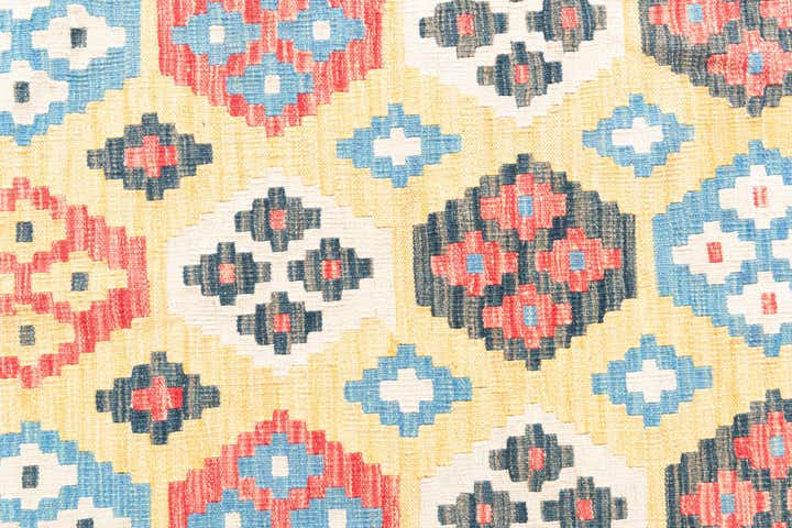 4' 4 x 5' 9 Hand Woven Kilim Maymana Wool Rug