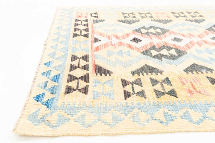 3' 7 x 6' 5 Hand Woven Kilim Maymana Wool Rug