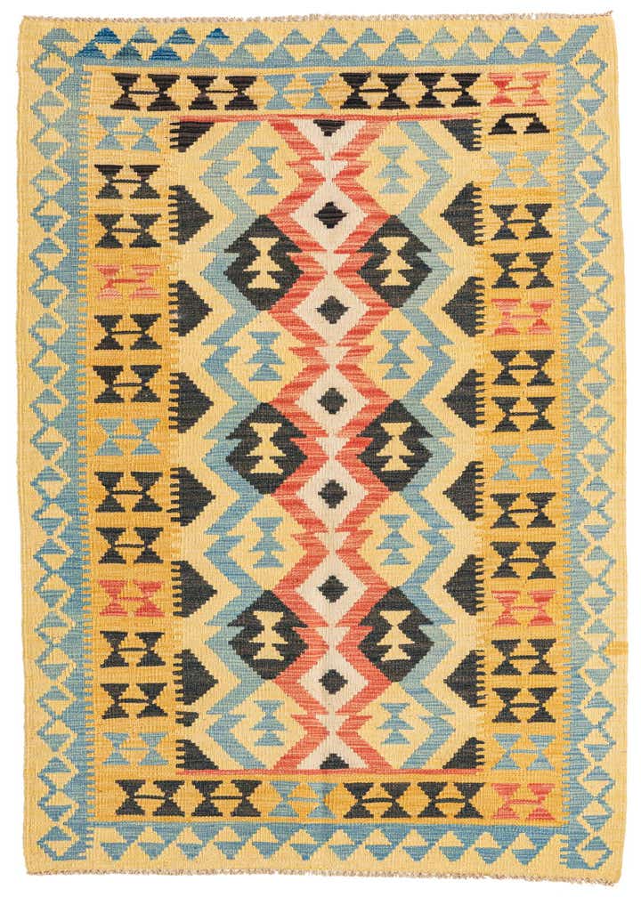 3' 7 x 6' 5 Hand Woven Kilim Maymana Wool Rug
