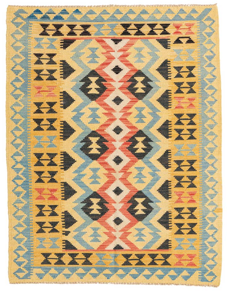 Detail image of 3' 7 x 6' 5 Hand Woven Kilim Maymana Wool Rug