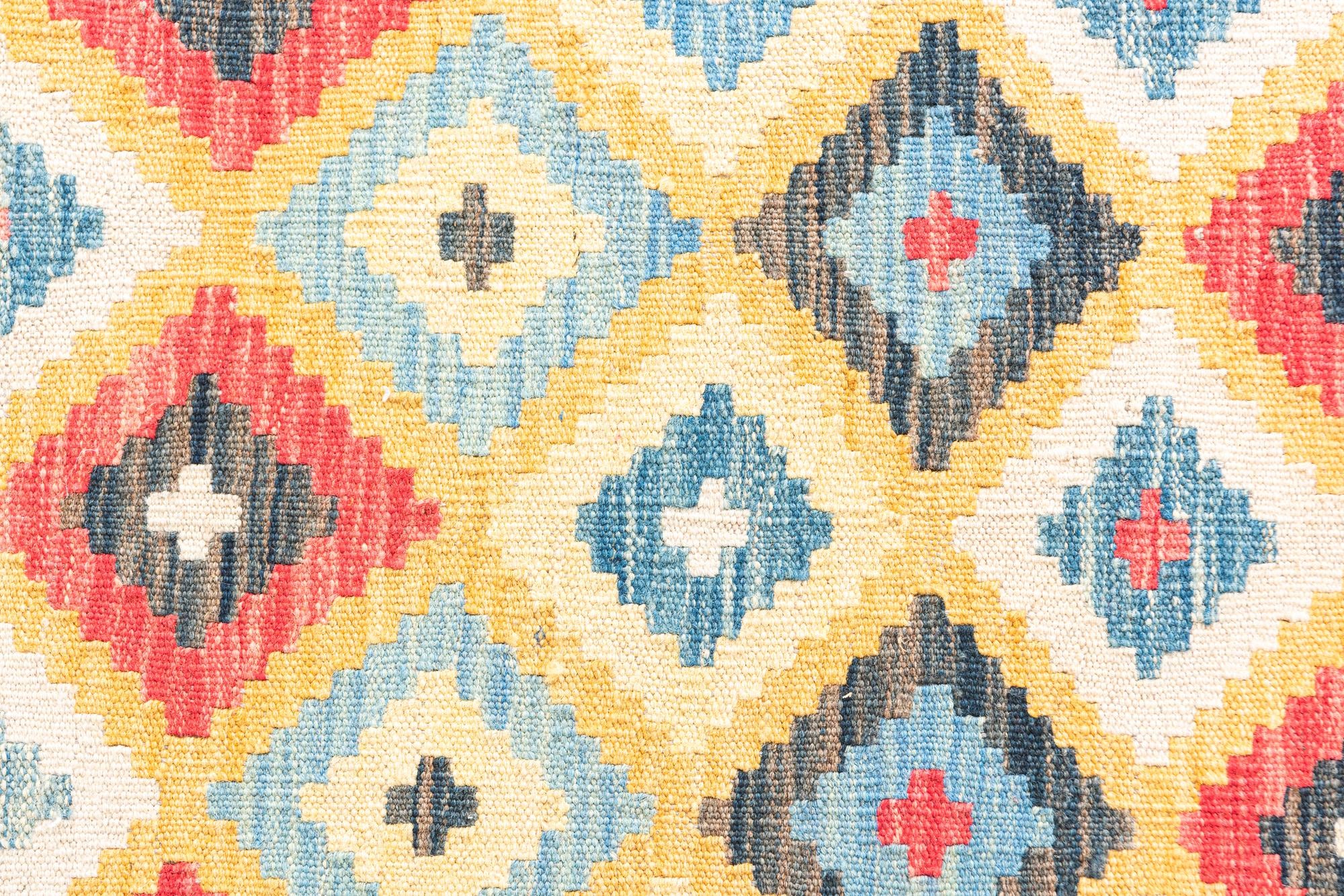 4' 2 x 5' 10 Hand Woven Kilim Maymana Wool Rug