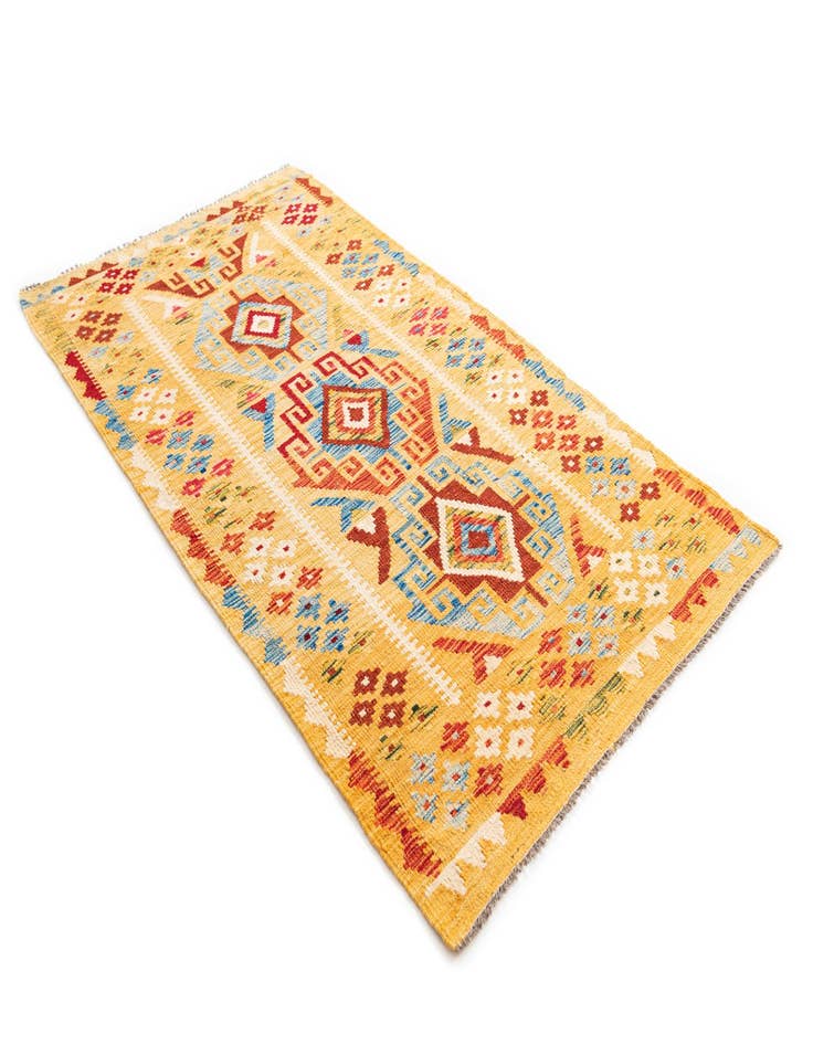 Detail image of 3' 7 x 6' 5  Hand Woven Kilim Maymana Wool Rug