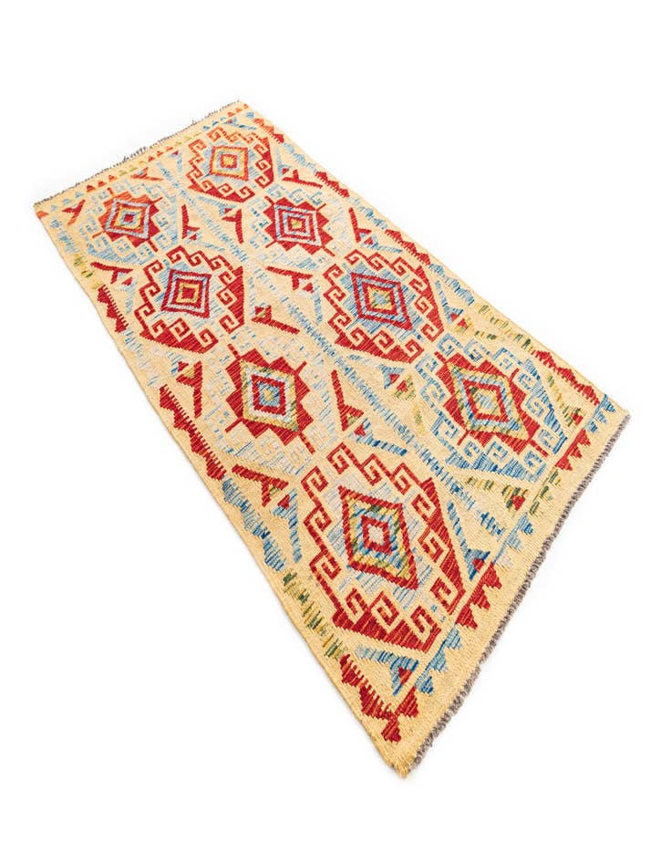 Detail image of 3' 5 x 6' 6  Hand Woven Kilim Maymana Wool Rug