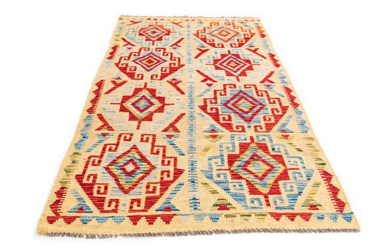 Detail image of 3' 5 x 6' 6 Hand Woven Kilim Maymana Wool Rug