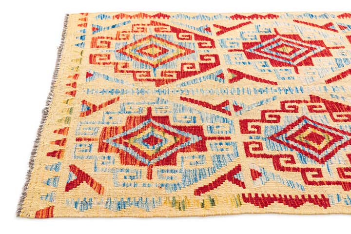 3' 5 x 6' 6 Hand Woven Kilim Maymana Wool Rug